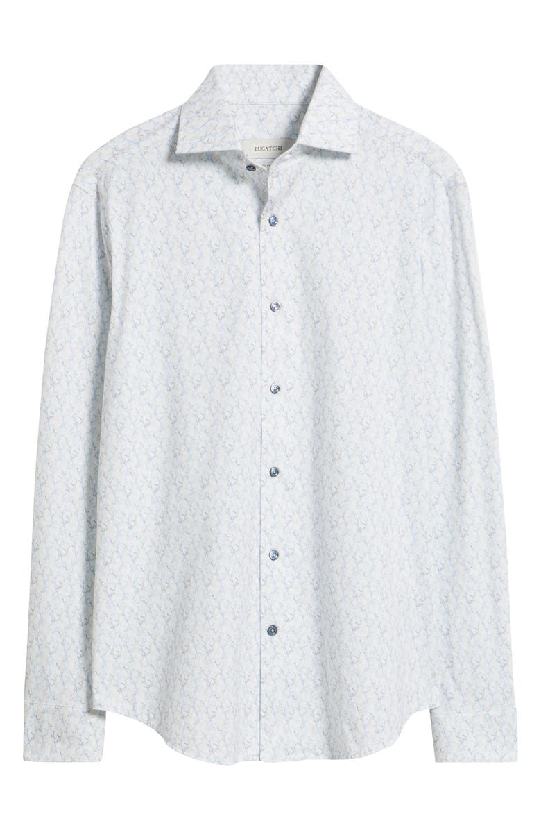 Bugatchi Devon OoohCotton<sup>®</sup> Abstract Print Button-Up Shirt, Alternate, color, Air Blue
