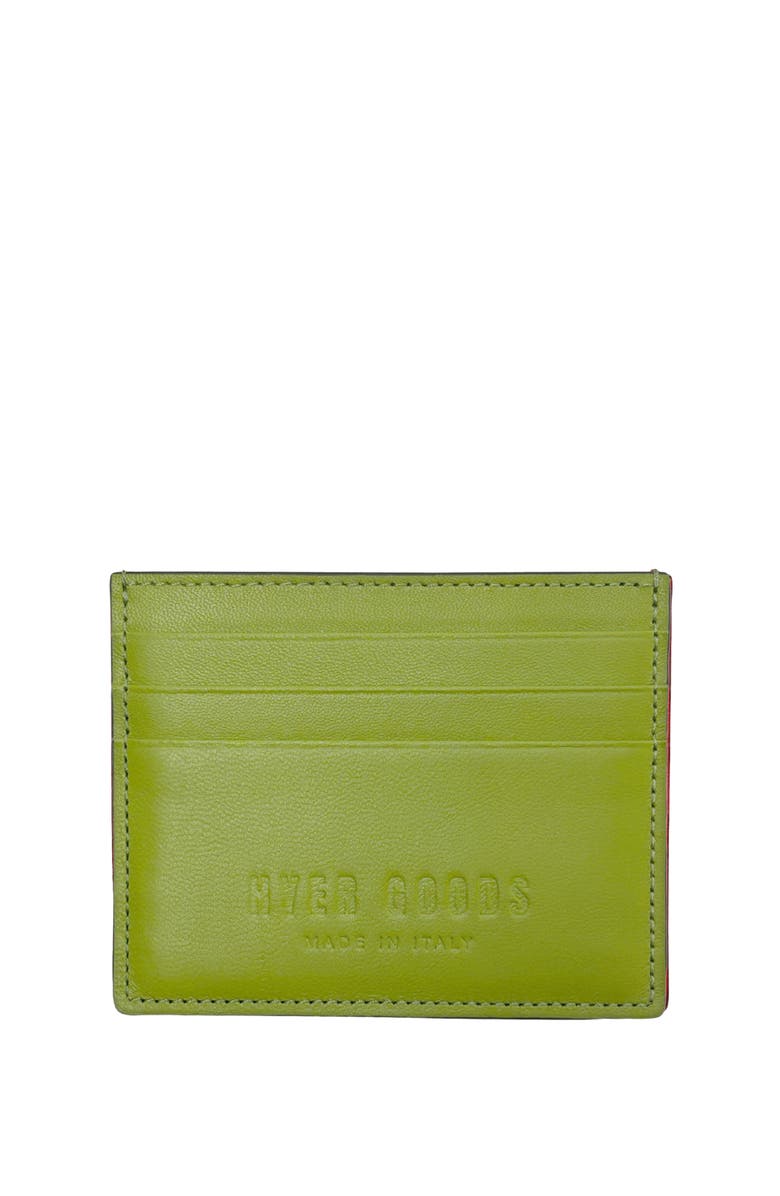 HYER GOODS Upcycled Italian Leather Certo Card Wallet, Main, color, Vert Anis