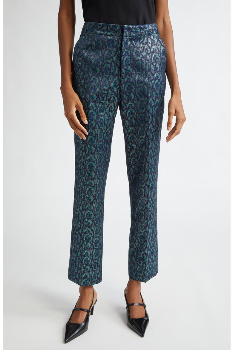 Rebel Metallic Print Pants, Main, color, TEAL MULTI