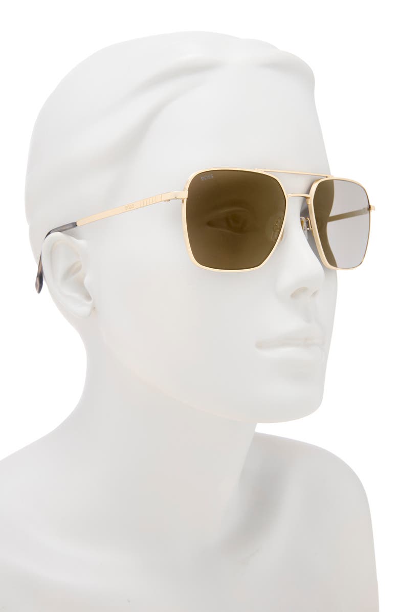 BOSS 57mm Aviator Sunglasses, Alternate, color, Matte Gold