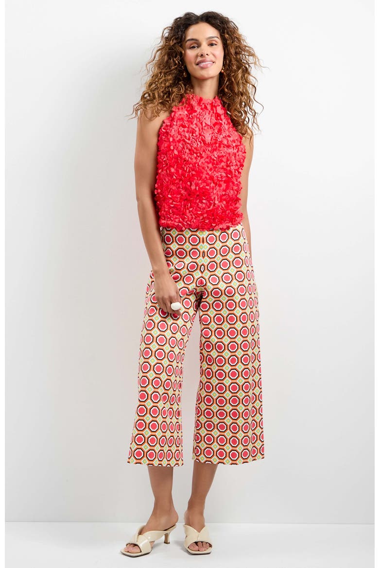 Tamika 3D Floral Halter Top, Main, color, Corso Coral