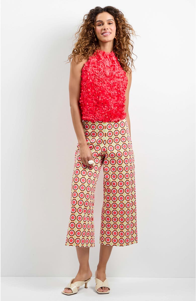 Trina Turk Tamika 3D Floral Halter Top, Main, color, Corso Coral