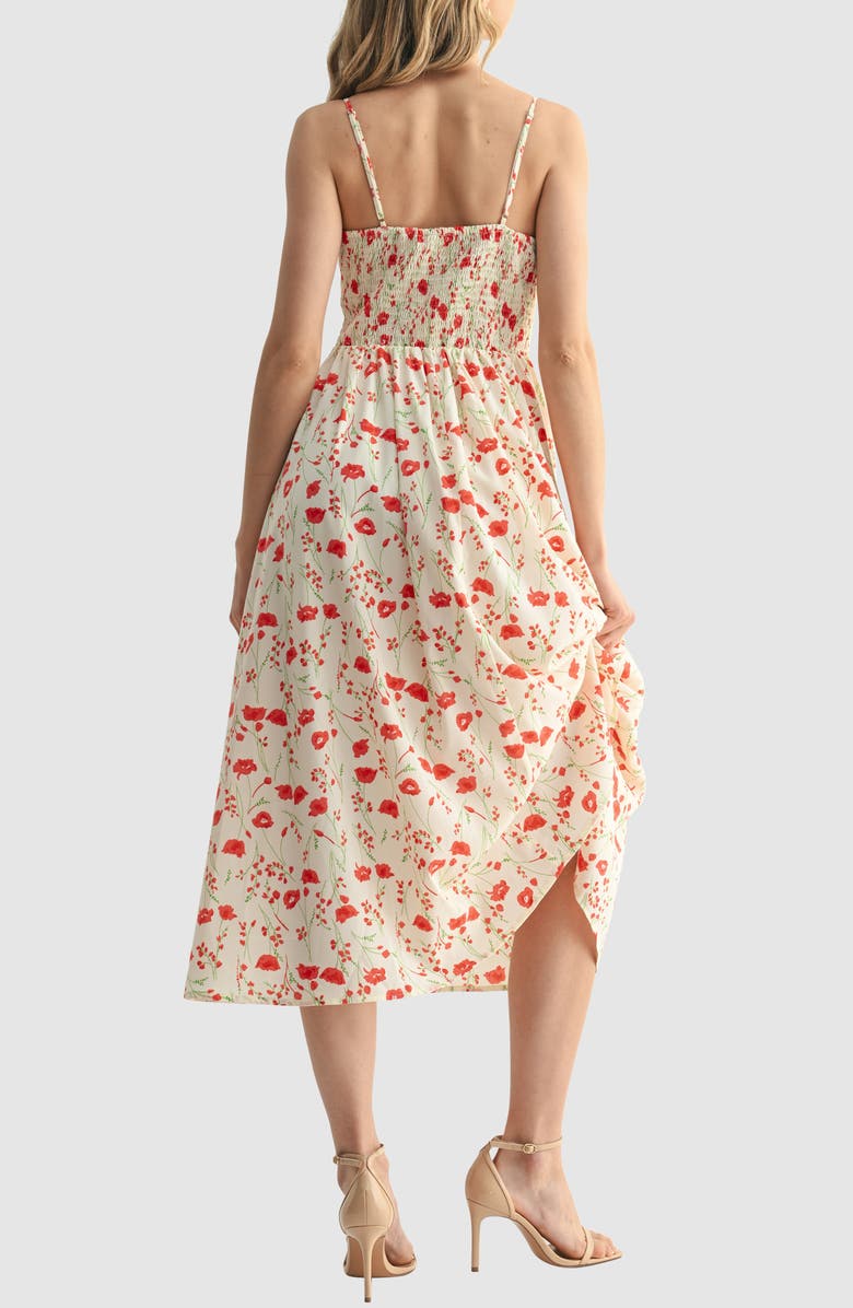 All in Favor Midi Sundress, Alternate, color, Cream Red Floral