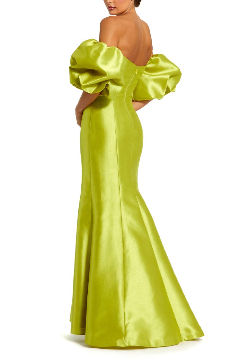 Sweetheart Off The Shoulder Puff Sleeve Gown, Alternate, color, Chartreuse