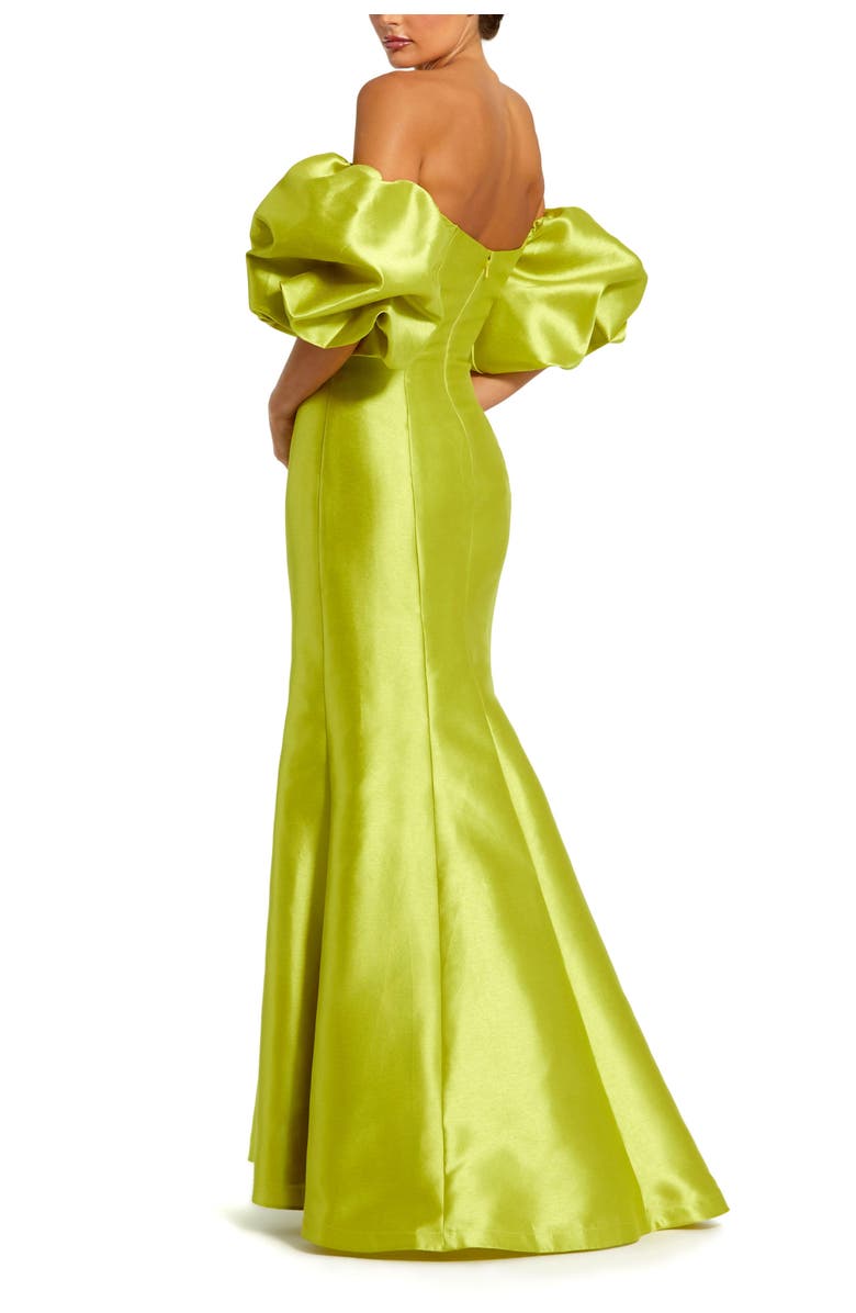 Mac Duggal Sweetheart Off The Shoulder Puff Sleeve Gown, Alternate, color, Chartreuse
