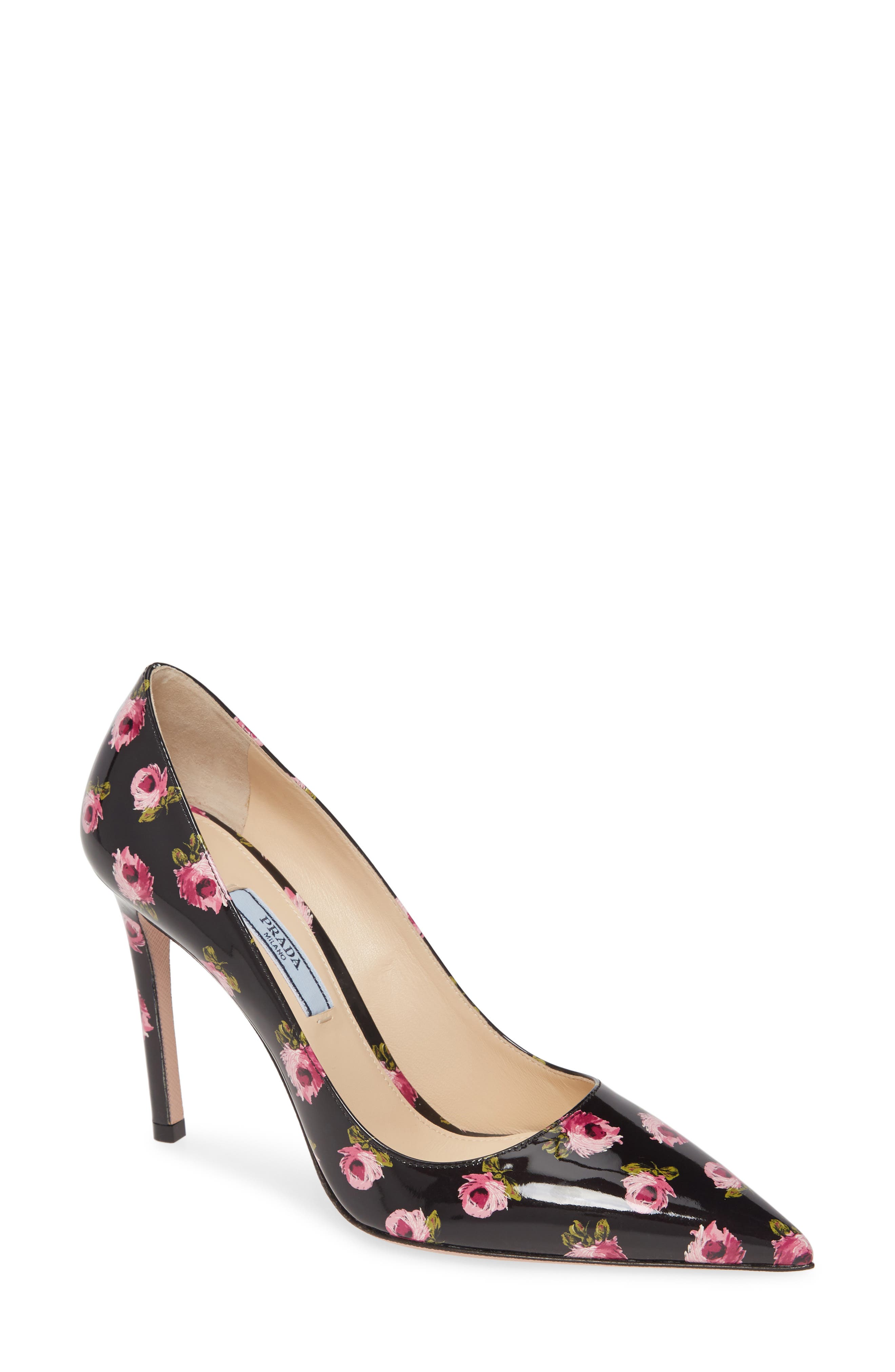 Prada Floral Pointed Toe Pump, Main, color, 