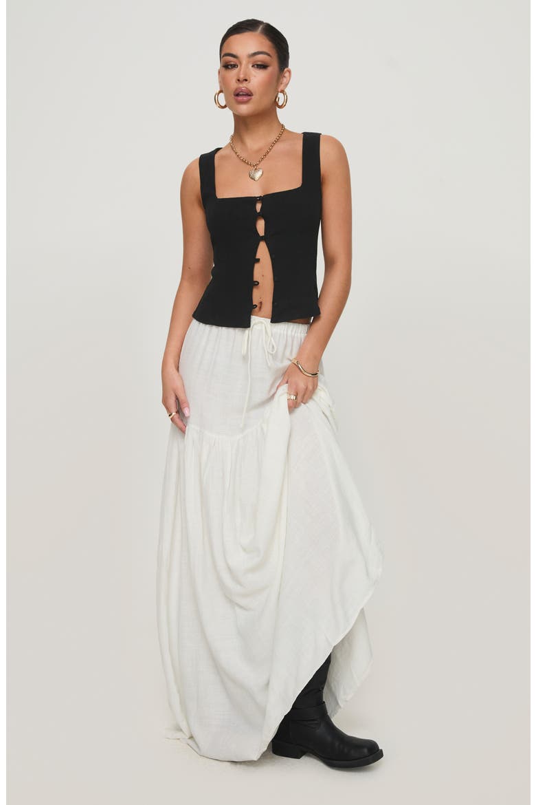 Zanda Keyhole Linen Blend Button-Up Tank, Alternate, color, BLACK