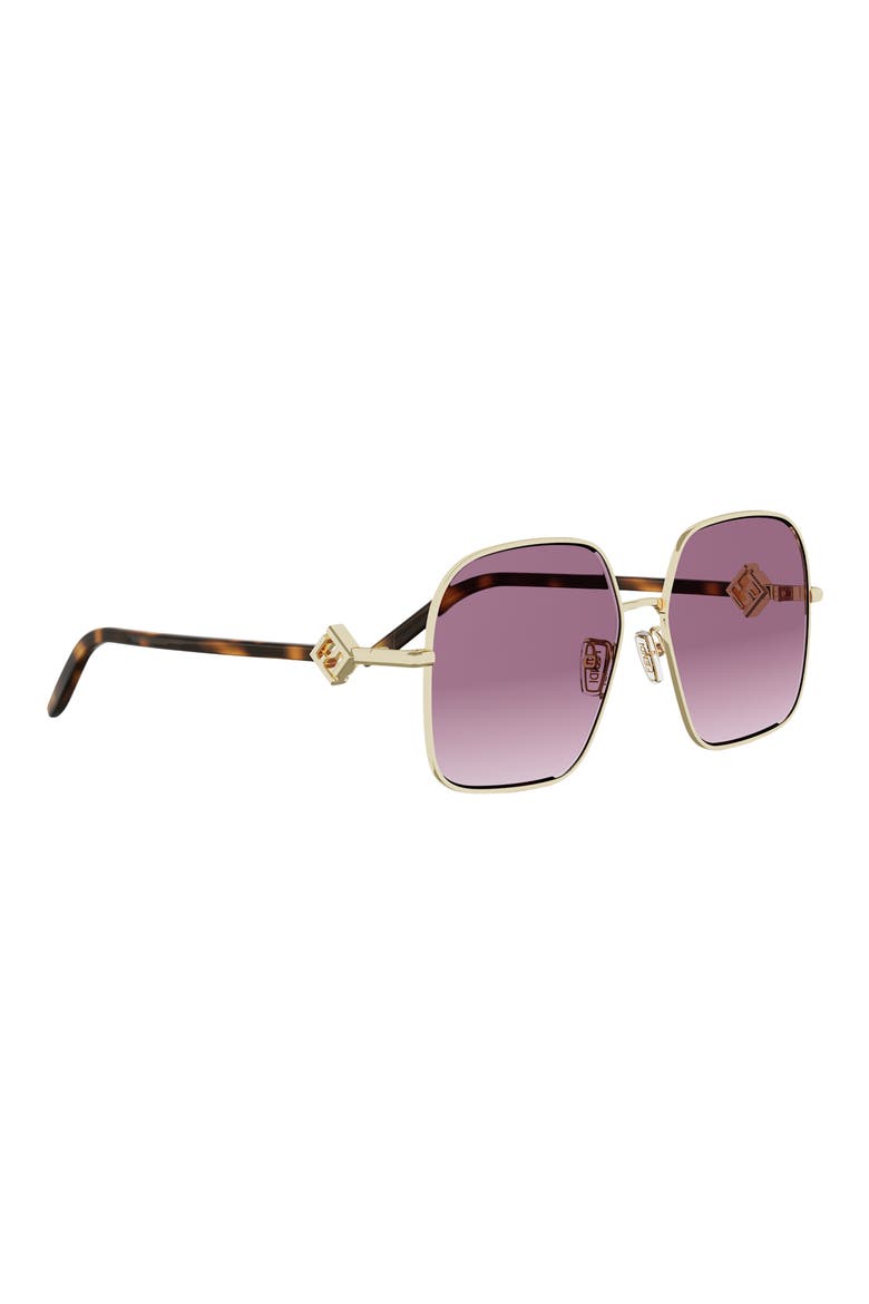 FF Diamonds 58mm Gradient Square Sunglasses, Alternate, color, SHINY ENDURA GOLD / BORDEAUX
