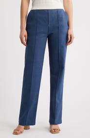 Hue Pintuck Plaid Wide Leg Pull-On Pants
