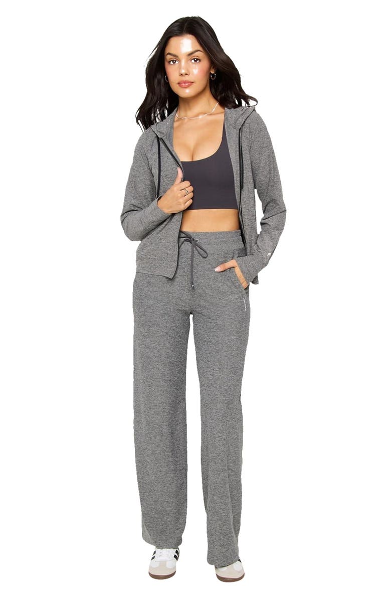 Fabletics Cloud Jersey Full Zip Hoodie, Alternate, color, Charcoal Grey Heather