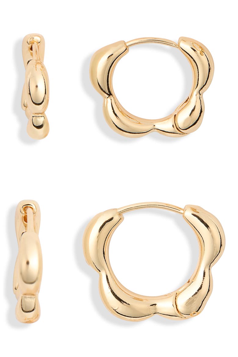 2-Pack Floral Hoop Earrings, Main, color, GOLD