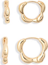 Leith 2-Pack Floral Hoop Earrings
