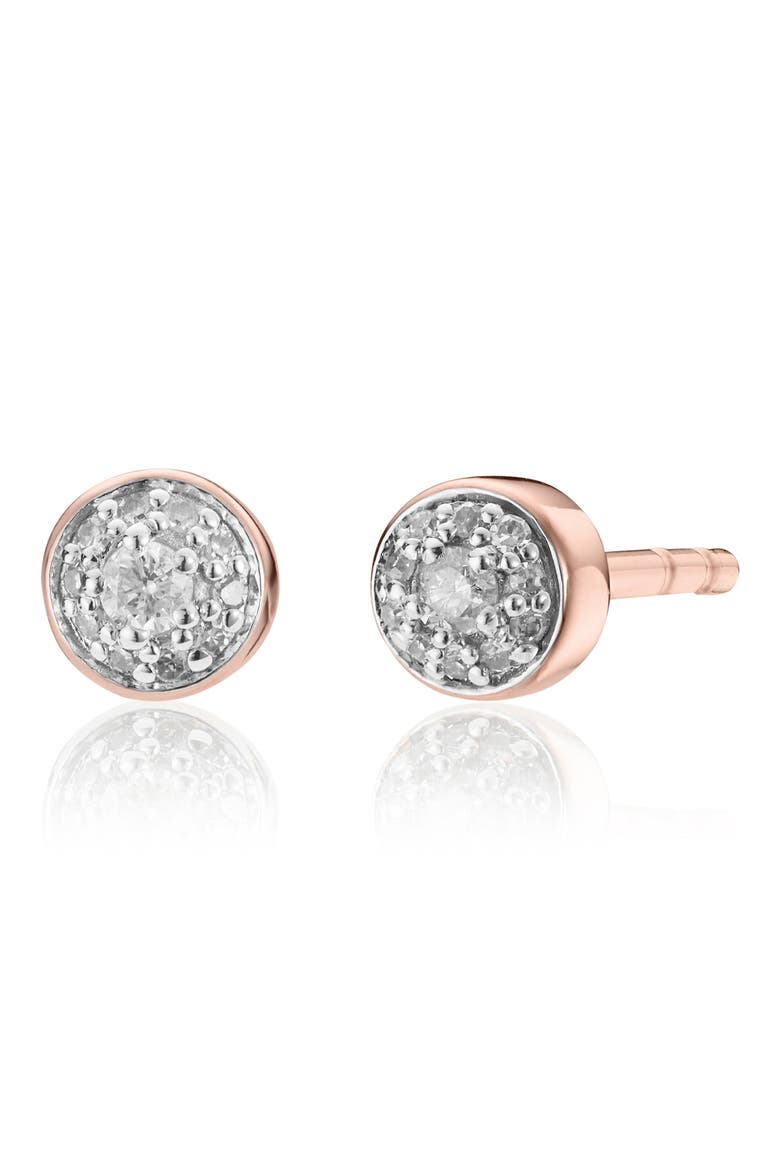 Fiji Tiny Button Diamond Stud Earrings (Nordstrom Exclusive), Main, color, ROSE GOLD