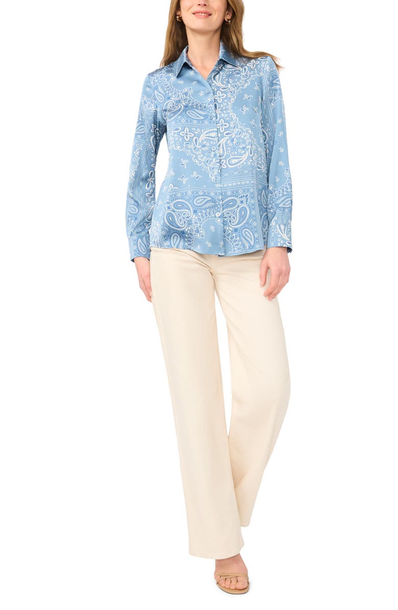 Halogen<sup>®</sup> Lux Satin Button-Up Shirt, Alternate, color, Storm