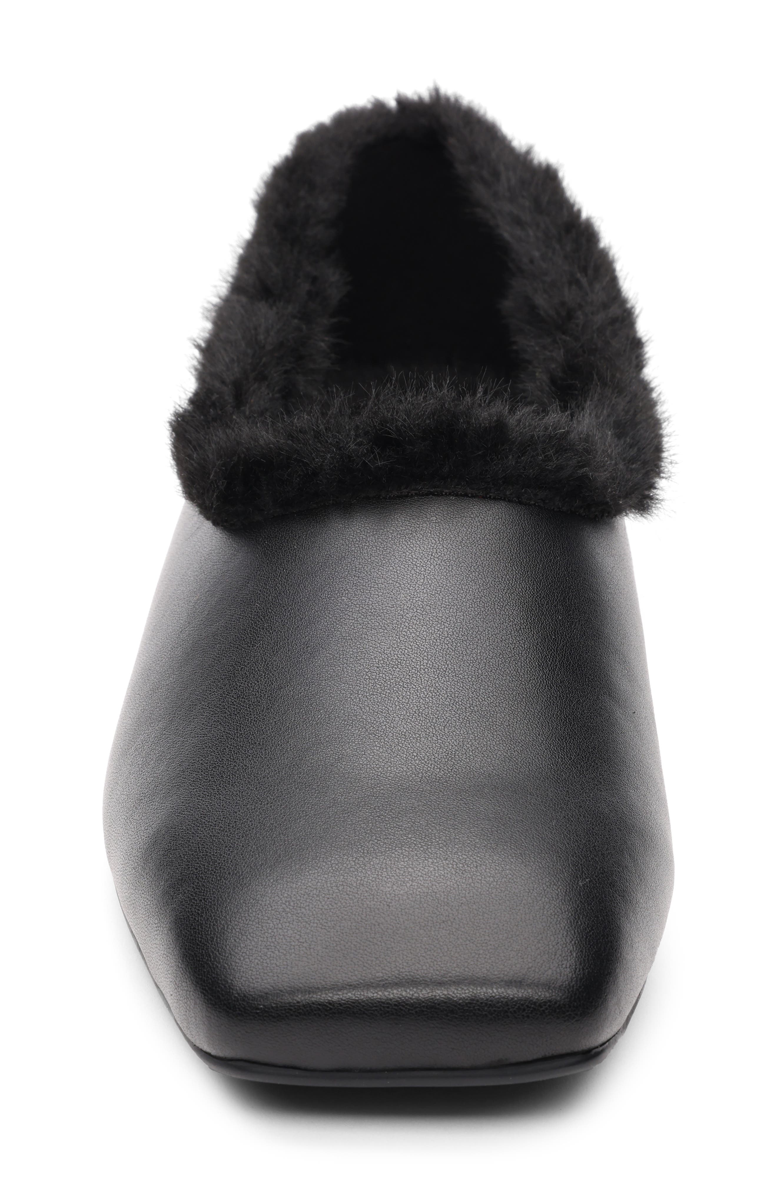 Ash Bianca Faux Fur Lined Ballet Flat, Alternate, color, Black