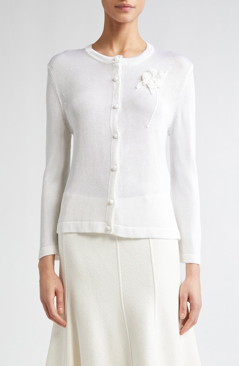 Jil Sander Crochet Flower Cardigan, Main, color, 