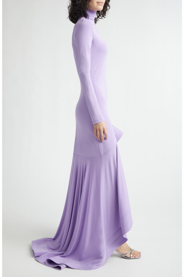 Long Sleeve High-Low Crepe Jersey Gown, Alternate, color, LILAC