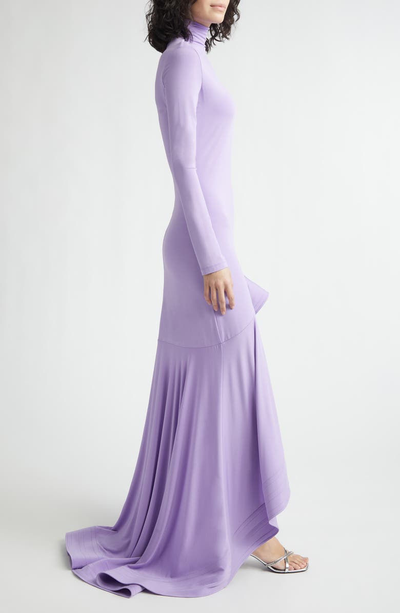 Stella McCartney Long Sleeve High-Low Crepe Jersey Gown, Alternate, color, Lilac