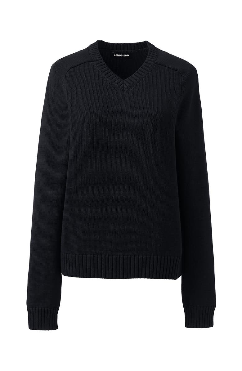 Lands
 End School Uniform Young  Cotton Modal V-neck Sweater, Alternate, color, Black