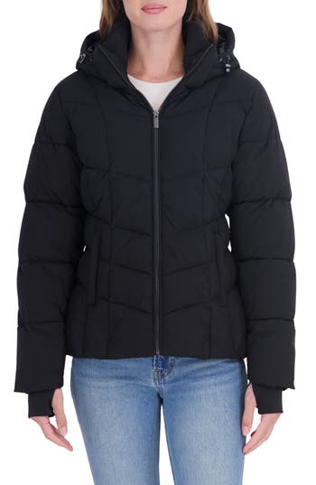 Sebby Stretch Short Puffer Jacket In Black