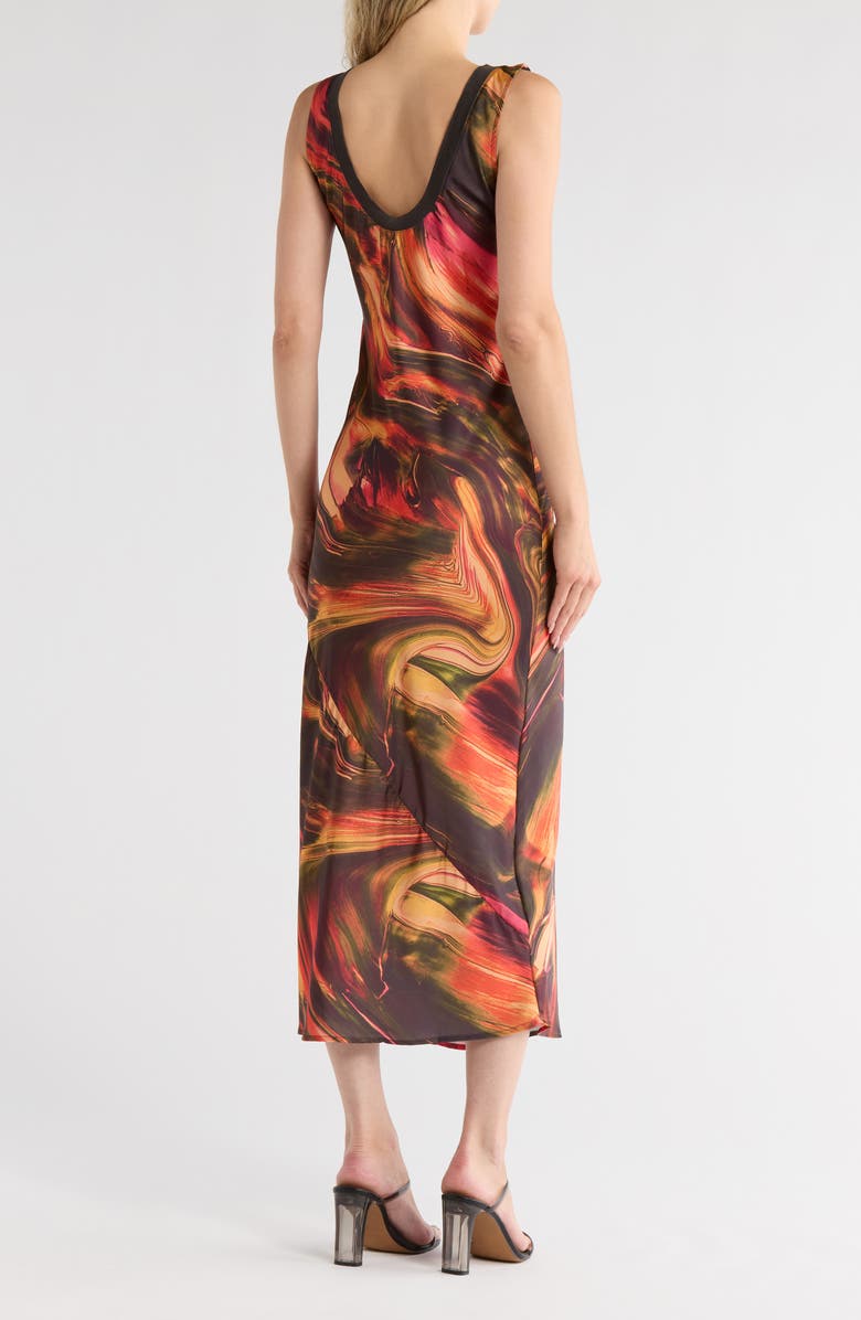 ASOS DESIGN Rib Neck Midi Slipdress, Alternate, color, Black Multi