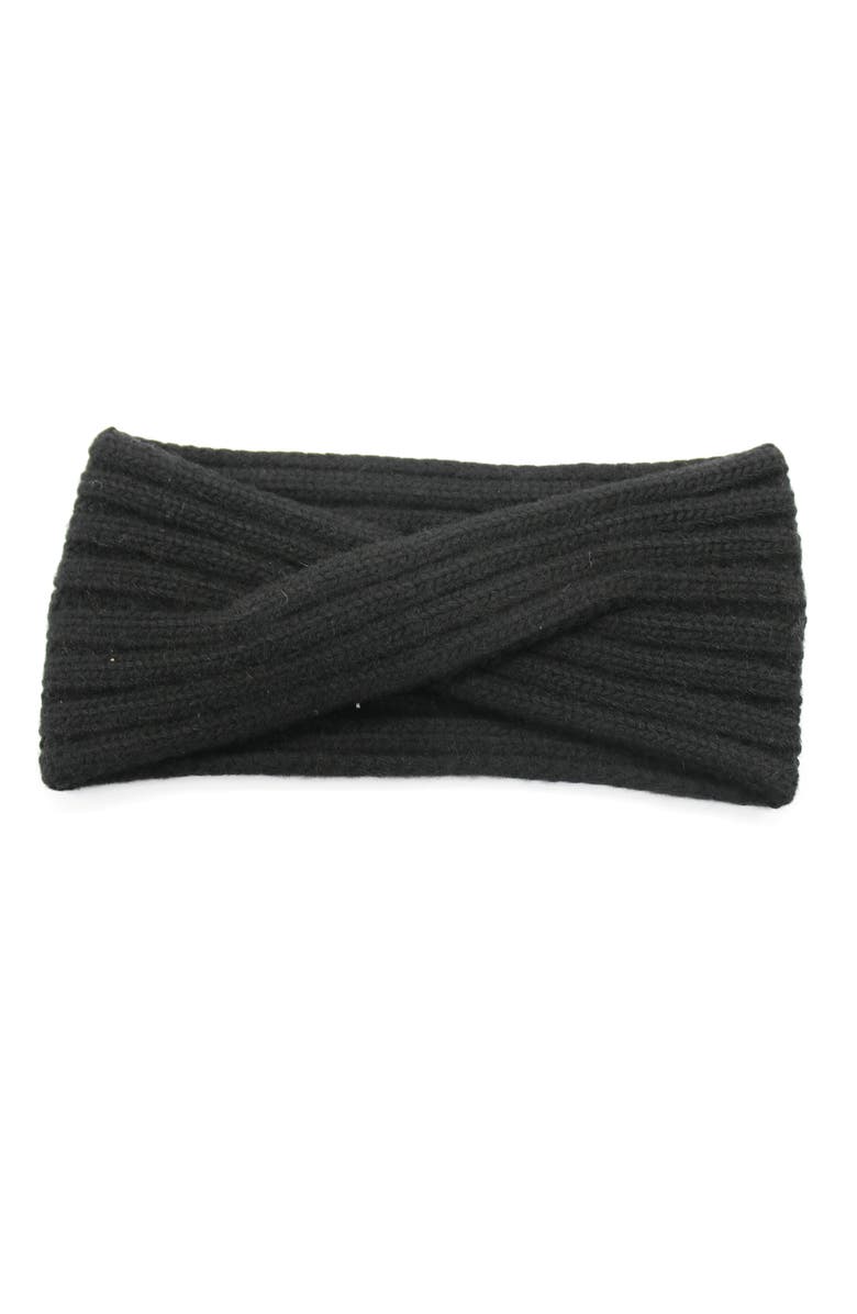 Portolano Cashmere chunky ribbed headband, Main, color, Black