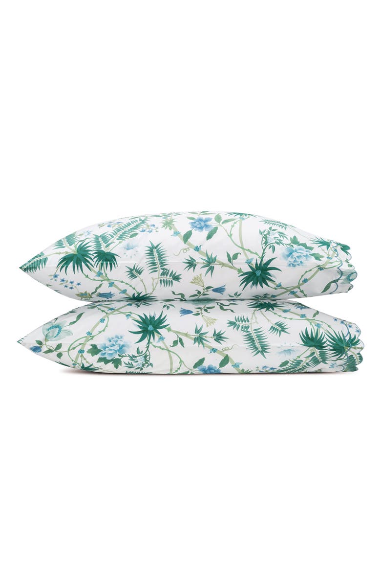 Matouk Palmyra Set of 2 500 Thread Count Pillowcases, Main, color, Emerald