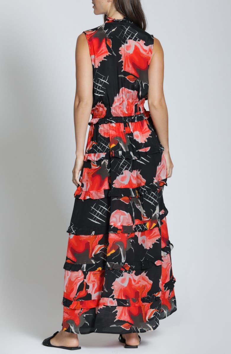 APNY Batik Print Sleeveless Tiered Maxi Dress, Alternate, color, Red Multi