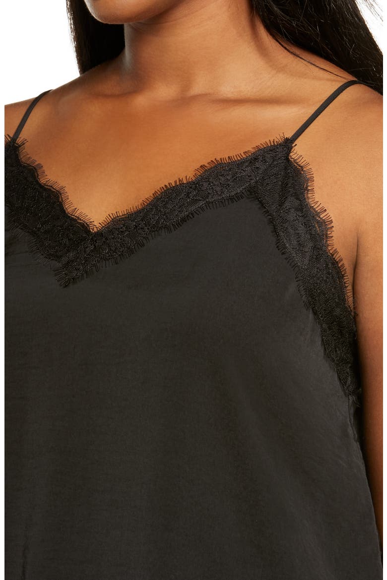 Leopard Print Lace Trim Camisole, Alternate, color, BLACK