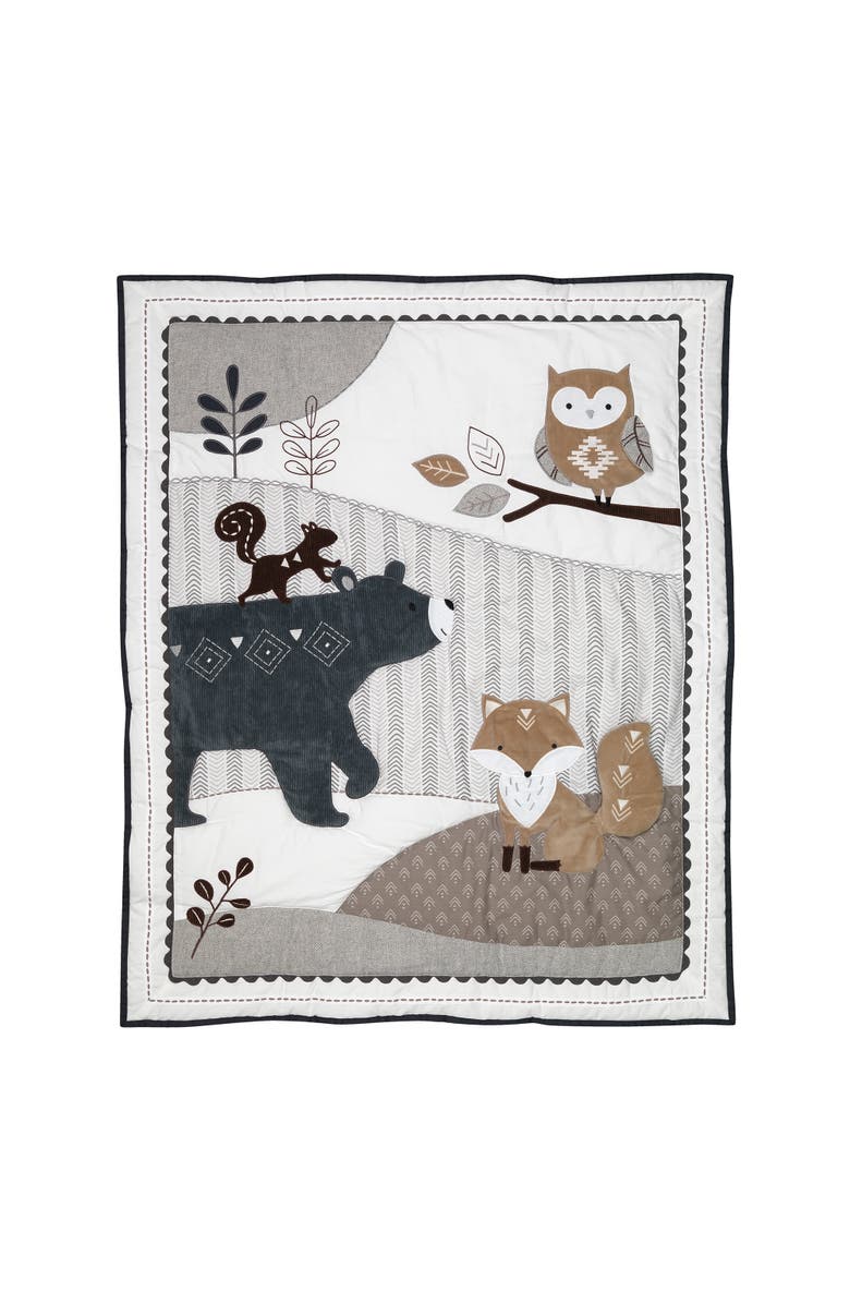Lambs & Ivy Woodland Forest Animal Nursery 5-Piece Baby Crib Bedding Set, Alternate, color, Gray