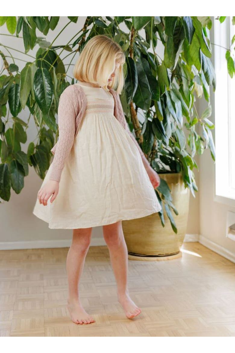 Looms Stitch Collection - 3/4 Smocked Linen Dress, Alternate, color, Natural