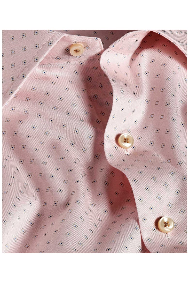Neat Print Cotton Button-Up Shirt, Alternate, color, PINK