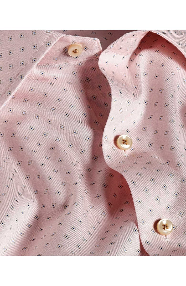 David Donahue Neat Print Cotton Button-Up Shirt, Alternate, color, Pink