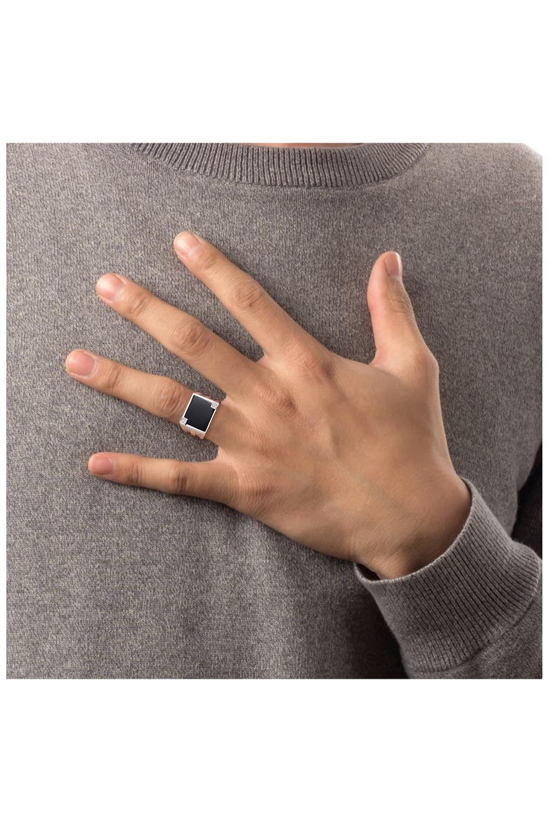 Onyx & Diamond Square Ring - 0.04ct., Alternate, color, BLACK