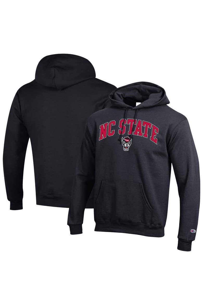 Men's Champion  Black NC State Wolfpack Arched Logo Fleece Pullover Hoodie, Main, color, Black