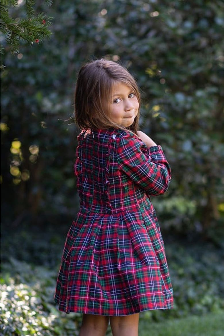Long Sleeve Ruffle Dress, Alternate, color, Holiday Plaid