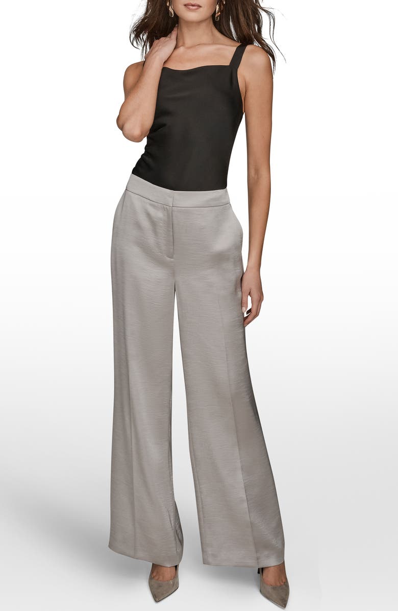 Donna Karan New York Clean Front Wide Leg Satin Pants, Alternate, color, Vapor