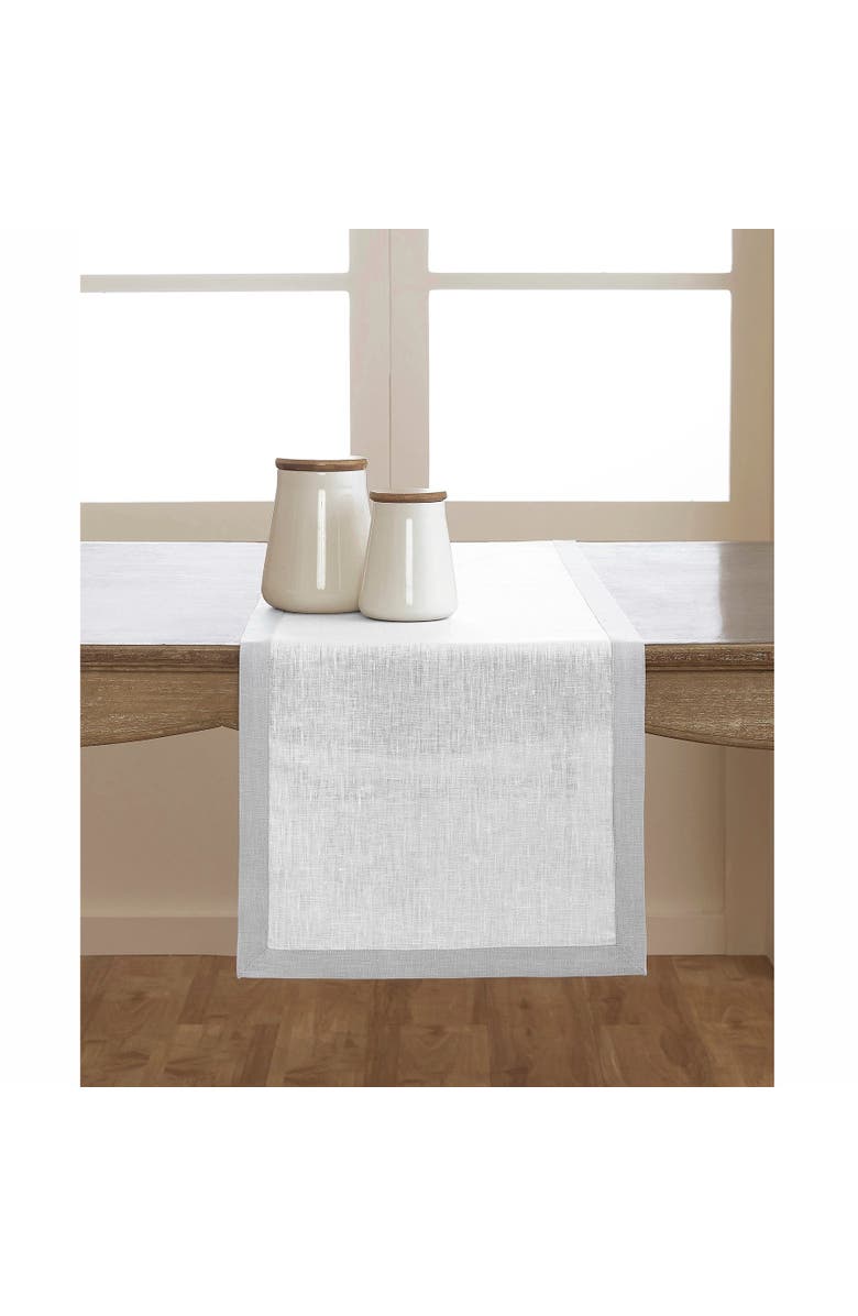 Solino Home Linen Table Runner for Dining Table, Holiday and Everyday Table Decor - Classic, Alternate, color, Soft Grey And White