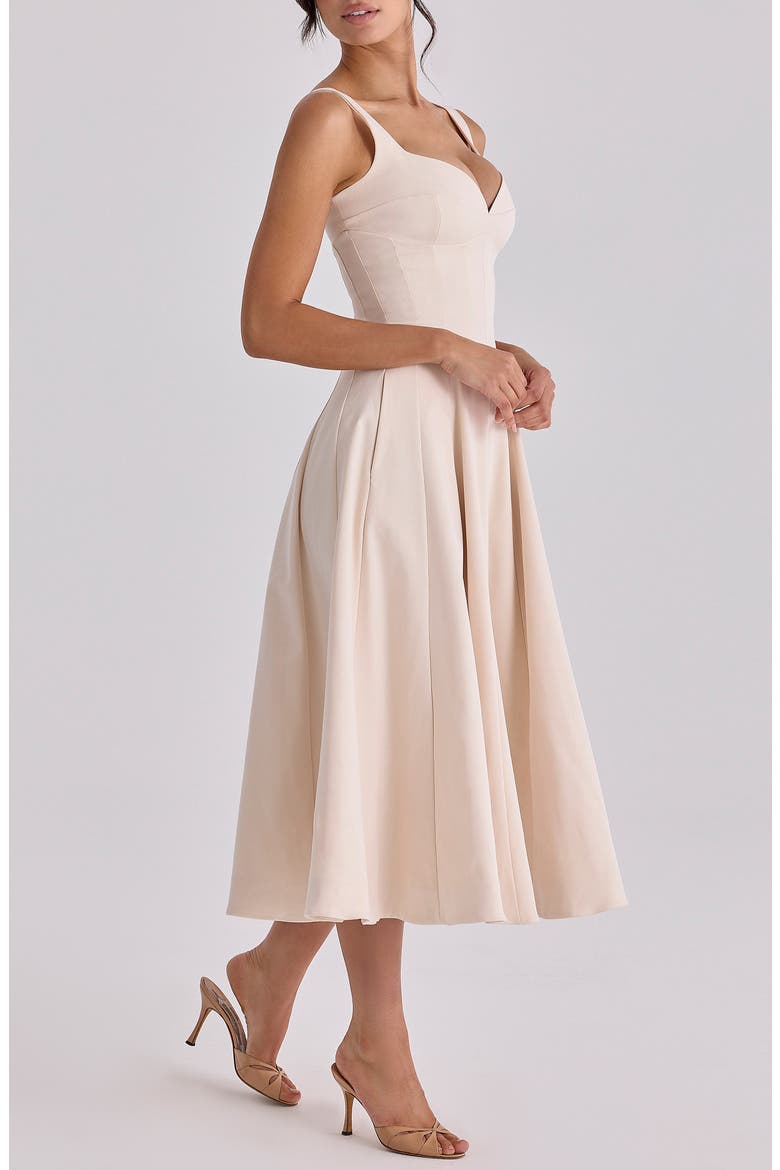 Carlotta Twill Fit & Flare Dress, Main, color, IVORY