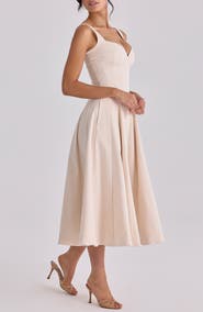 HOUSE OF CB Carlotta Twill Fit & Flare Dress