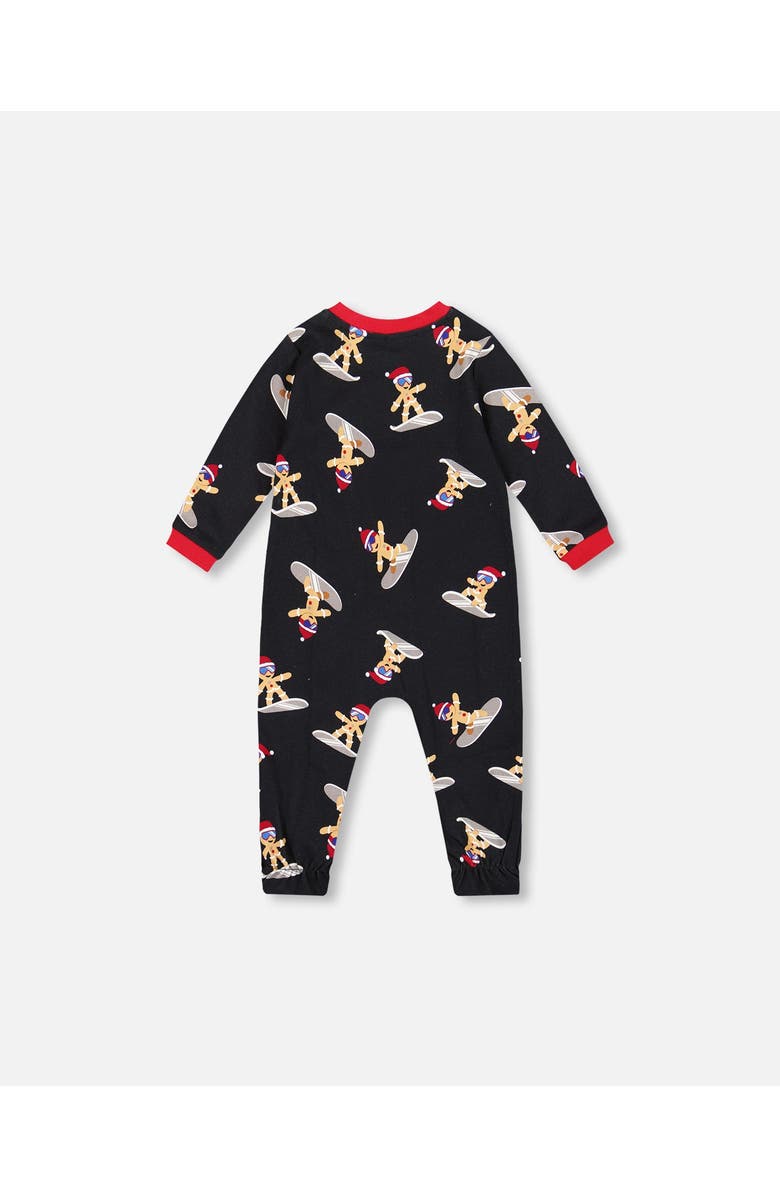 Deux par Deux One-Piece Organic Cotton Pajama Cookie, Alternate, color, Black