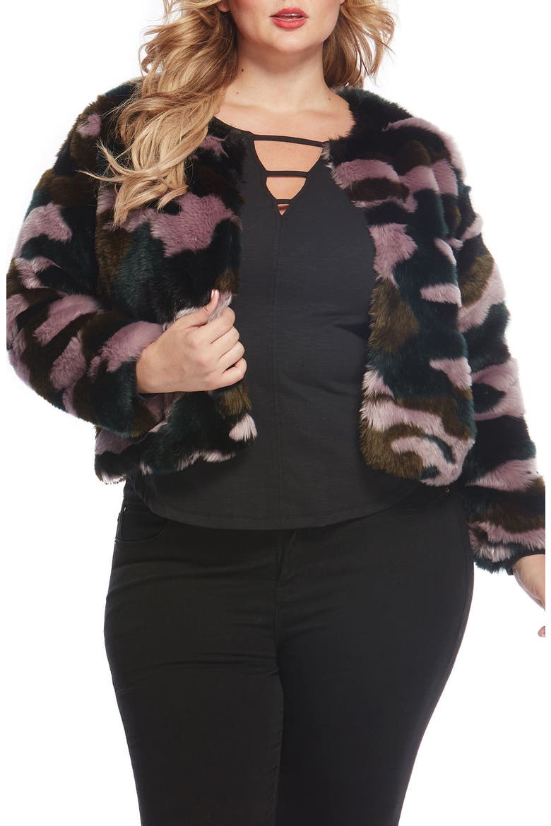 Faux Fur Jacket, Main, color, JACQUARD FUR