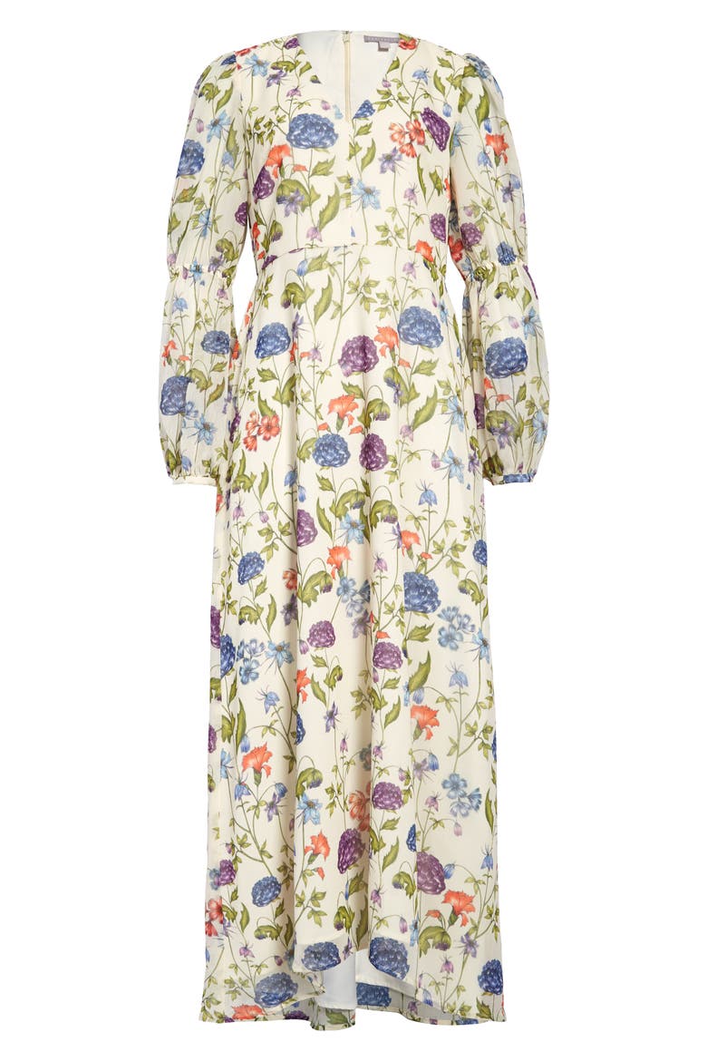 Floral Long Sleeve Maxi Dress, Main, color, WHITE GARDEN FLORAL