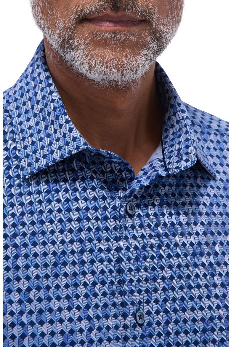 Miles OoohCotton® Geo Print Short Sleeve Button-Up Shirt, Alternate, color, NIGHT BLUE