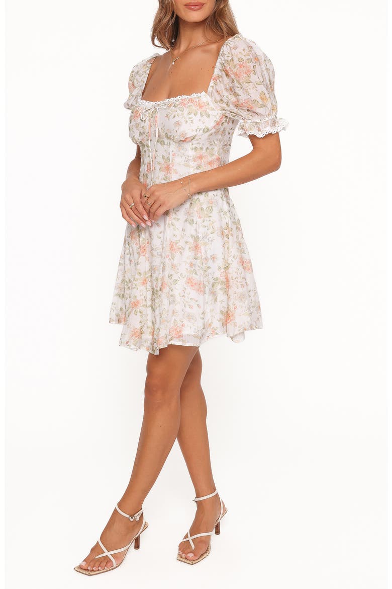 Lavia Floral Puff Sleeve Fit & Flare Minidress, Alternate, color, WHITE MULTI FLORAL