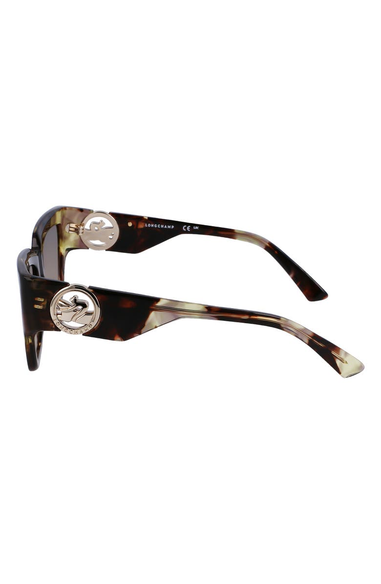 Longchamp 55mm Rectangular Sunglasses, Alternate, color, Green Havana