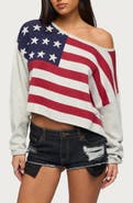 EDIKTED USA One-Shoulder Cotton Sweater
