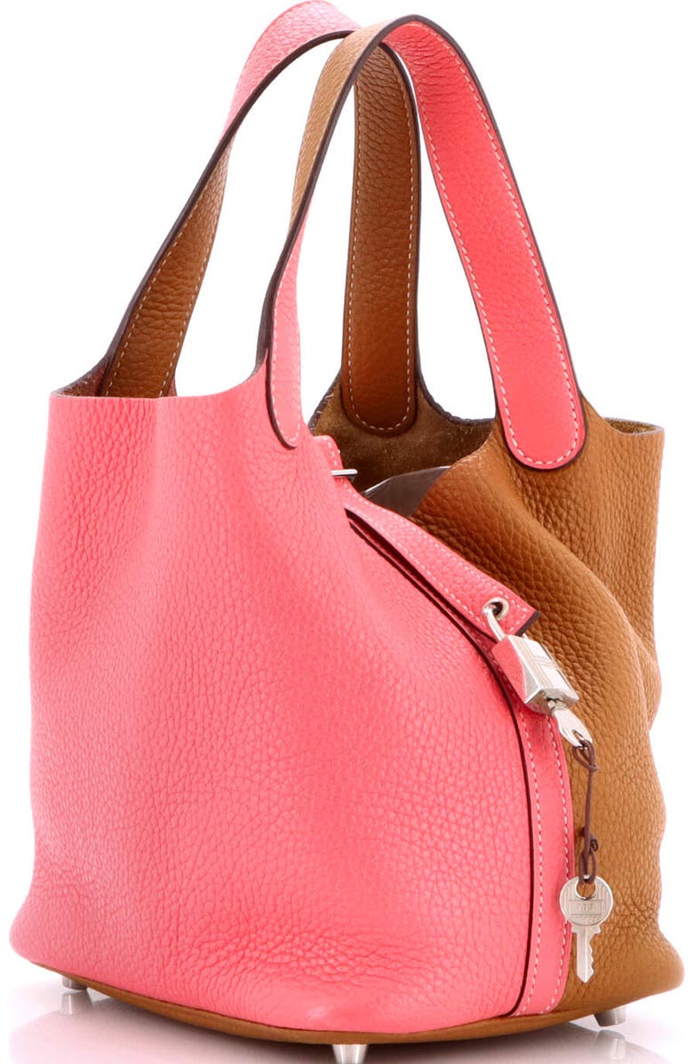 Pre-Owned Hermes Picotin Lock Bag Bicolor Clemence PM, Alternate, color, Casaque - Rose Azalee/Sesame