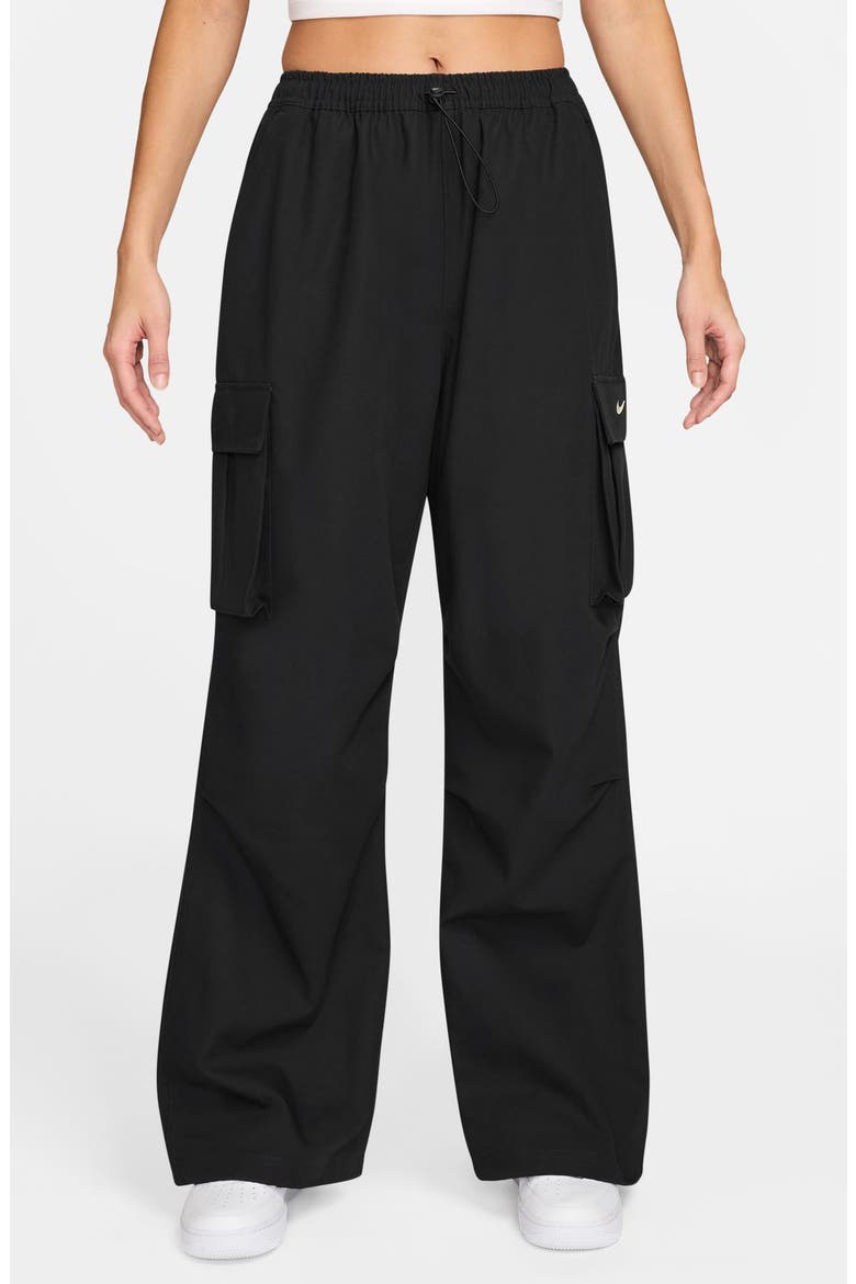 Sportswear Loose Woven Cargo Pants, Main, color, BLACK/ SAIL