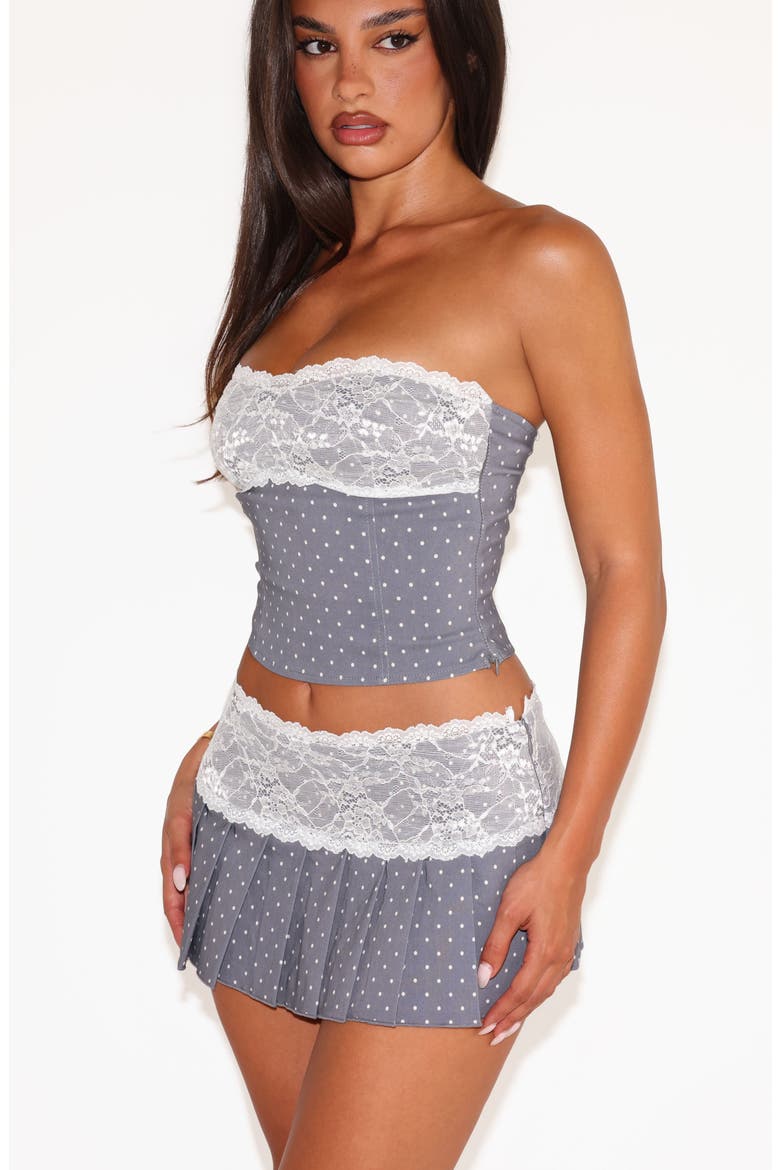 Remini Pleated Lace Miniskort, Alternate, color, GREY DOT